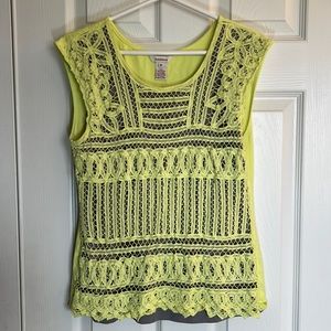 Sundance Sleeveless Layered Lace Top - Yellow / Gray Medium